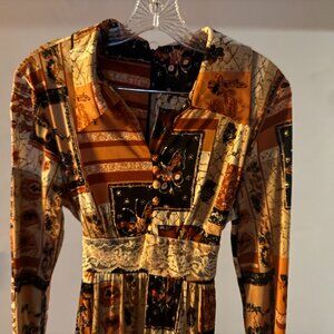 Vintage 1970s Patchwork Maxi Dress — Lace Waist